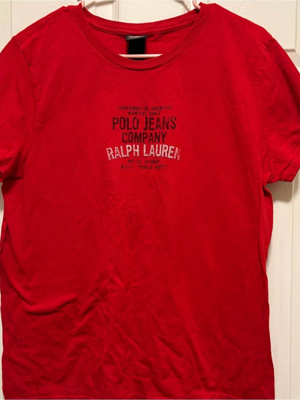 Ralph Lauren Red Polo Jeans Company Short Sleeve Graphic Tee